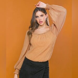 Jealous Tomato gold crinkle-fabric top